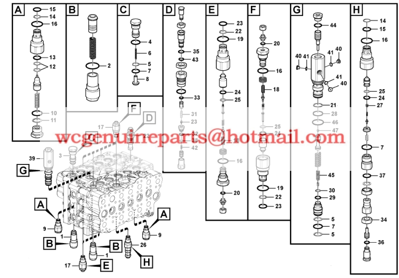 14701956-01 MAIN CONTROL VALVE PARTS FOR VOLVO EXCAVATOR